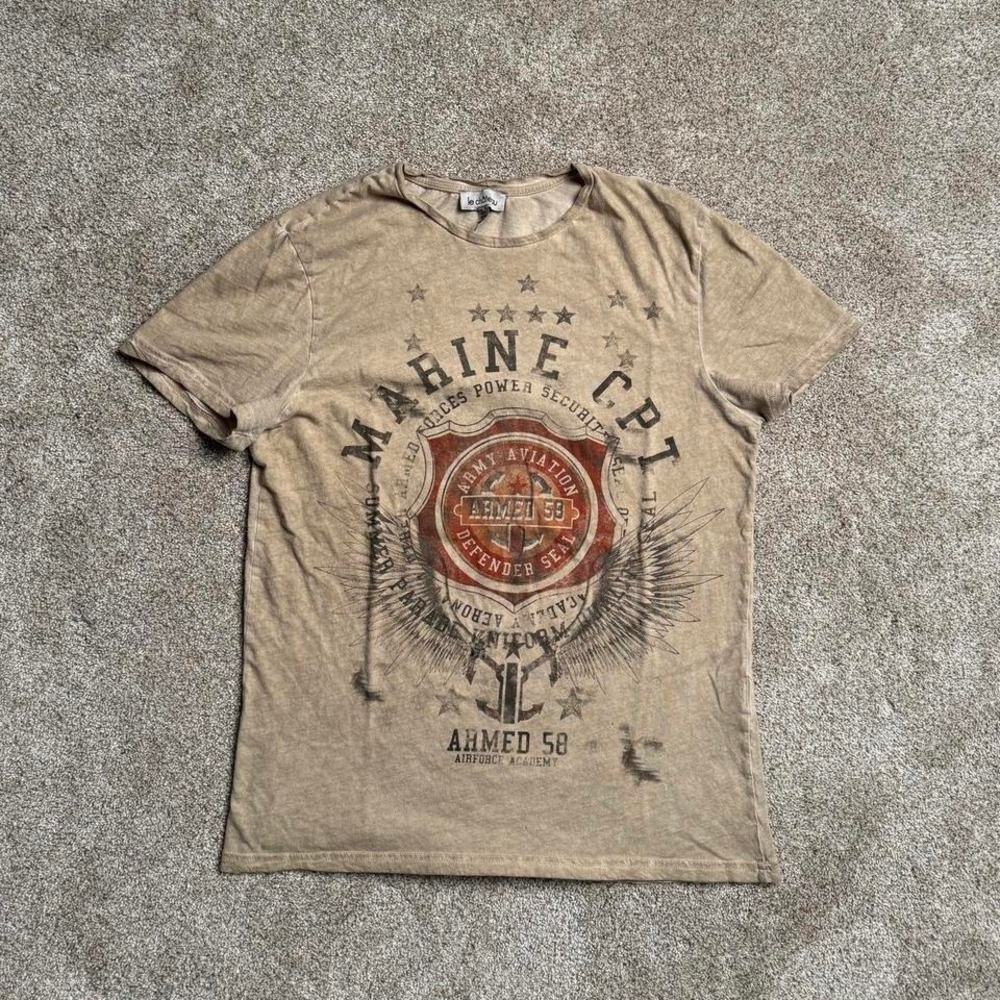 TAN LE CHATEAU "Y2K STYLE "MARINE CPT" GRAPHIC TEE